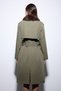 Khaki Faux Fur Collar Women's Trench Coat - 7