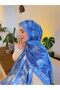 شال قطني ناعم منقوش من سلسلة فيرا باللون الأزرق ps122 - 7