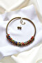 Colorful Stone Shiny Choker Necklace Earring Set - 8