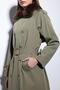Khaki Faux Fur Collar Women's Trench Coat - 6