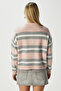 Women's Otto Soft Textured Pola Collar Powder Gray Striped Sweater - 6