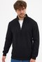 Men's Black Standard Fit Regular Cut Cotton Half Zipper Stand Collar Cotton Sweatshirt - 3