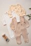 Baby Boy Printed Cotton Cuffed 3-Pack Romper Colorful Patterned 9-12-18 Months Baby Clothing - 2