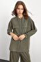 Crew Neck Premium Sweat Double Suit with Front Placket Khaki 9384-Tk - 2