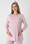 Maternity Pajamas and Robe Set / Buttoned Hidden Breastfeeding / Lace Detailed Viscose Nightgown - 5