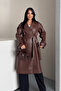 Faux Leather Short Jacket - Dark Brown - 6