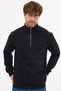 Men's Black Standard Fit Regular Cut Cotton Half Zipper Stand Collar Cotton Sweatshirt - 7