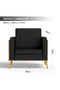KD 3326 Truffle Davos Oak Wooden Single Seat Sofa with Golden Legs and Black PU Cushion - 4