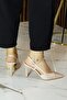 Sacha Premium Ten Crepe Stone Open Back Pointed Toe Thin Heeled Evening Dress Shoes - 5