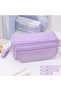 Kawaii Purple Color Multi-Compartment Large Capacity Pen Holder Pencil Case Organizer Makeup Bag - 2