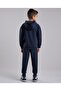 Navy Blue Boy's Printed Hooded Sweatsuit Set - 2