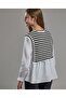 Knit Detail Top with Crew Neck and Puff Sleeves - 3