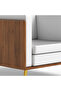 KD 3326 Natural Dijon walnut Wooden Single Seat Sofa with Golden Legs and White PU Cushion - 3