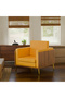 KD 3326 Natural Dijon walnut Wooden Single Seat Sofa with Golden Legs and Yellow PU Cushion - 2
