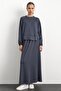 Crew Neck Knitted Sweat Skirt Set Anthracite 9386-Tk - 2