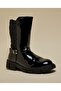 Black Girl Quilted Calf Length Boots