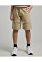 Solid Cargo Shorts with Button Closure - 2