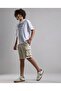 Solid Cargo Shorts with Button Closure