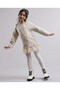 Embroidered Sweater Dress with Crew Neck and Long Sleeves