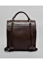 Brown Women's Textured Flap Backpack - 3