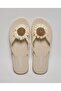 Beige Women's Appliqued Flip-Flops - 5
