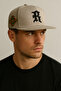 R Letter Gothic Embroidered Beige Color Adjustable Cotton Men's Hip Hop Hat from the Back - 4