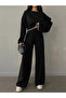 Women's Premium Soft-Textured Embroidery Detail Knit Two-Piece Pants Set - 3