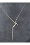 Steel Necklace with Letter T - 2