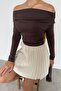 Brown Women's Off Shoulder Long Sleeve Blouse Sh327 - 5
