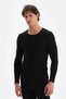 6125 Men's Long Sleeve O-Neck Thermal Top Underwear-Black - 4