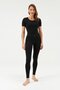 500V504 Women's Short Sleeve O Neck Thermal Underwear Suit-Black