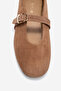 Women's Single Strap Ballerina Shoes Real Leather Rg 8033 Tütün - 2