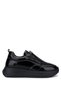 Women's Genuine Leather Black Patent Leather Sneakers & Sports Shoes