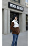 Women's Color Block Plush Jacket Thick Regular Cut Zipper Closure - 3