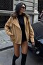Beige Fur Collar Parka Bomber Jacket 6136 - 7