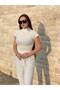Women's Side Gathered Wrinkled Fabric Two-Piece Set - 2
