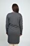 Women's Cuff Button Detailed Thick Ribbed Lycra Plus Size Long Cardigan - 4