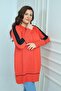 Women's Plus Size Tunic Blouse with Striped Sleeves