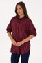Women's Burgundy Striped Long Sleeve Shirt 50308768-Vr177 - 3