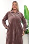 Comfortable Fit Embroidered Collar Zippered Velvet Plus Size Dress - 3