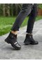 Black Leather Quilted Women's Casual Boots