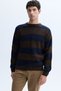 Men's Navy Blue Color Block Crew Neck Sweater