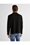 Men's Black Jacquard C Neck Polo Neck Sweater - 2