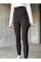 Diver Fabric Narrow Leg Slim Fit Fleece-Lined Black Leggings