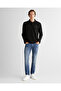 Men's Black Jacquard C Neck Polo Neck Sweater - 4