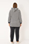 Striped Hooded Zipper Pocket Long Sleeve Bottom-Top Tracksuit Set - 8