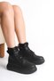 Women's Black Platform Thick Sole Lace-Up Knitwear Detailed Casual Boots & Booties - 3