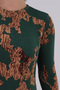 Women's Green-Beige Crew Neck Long Sleeve Dress Arm-26K001029 - 2