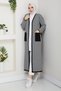 Women's Zebra Patterned Steel Mesh Pocket Knitwear Cardigan Black - 2