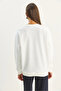 Women's White Crew Neck Yusufcuk Stone Embroidered Relaxed Sweatshirt 1558 60283660 - 7